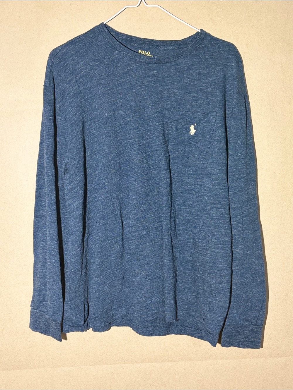 Polo by Ralph Lauren Heathered Navy Long-Sleeve Crew Shirt